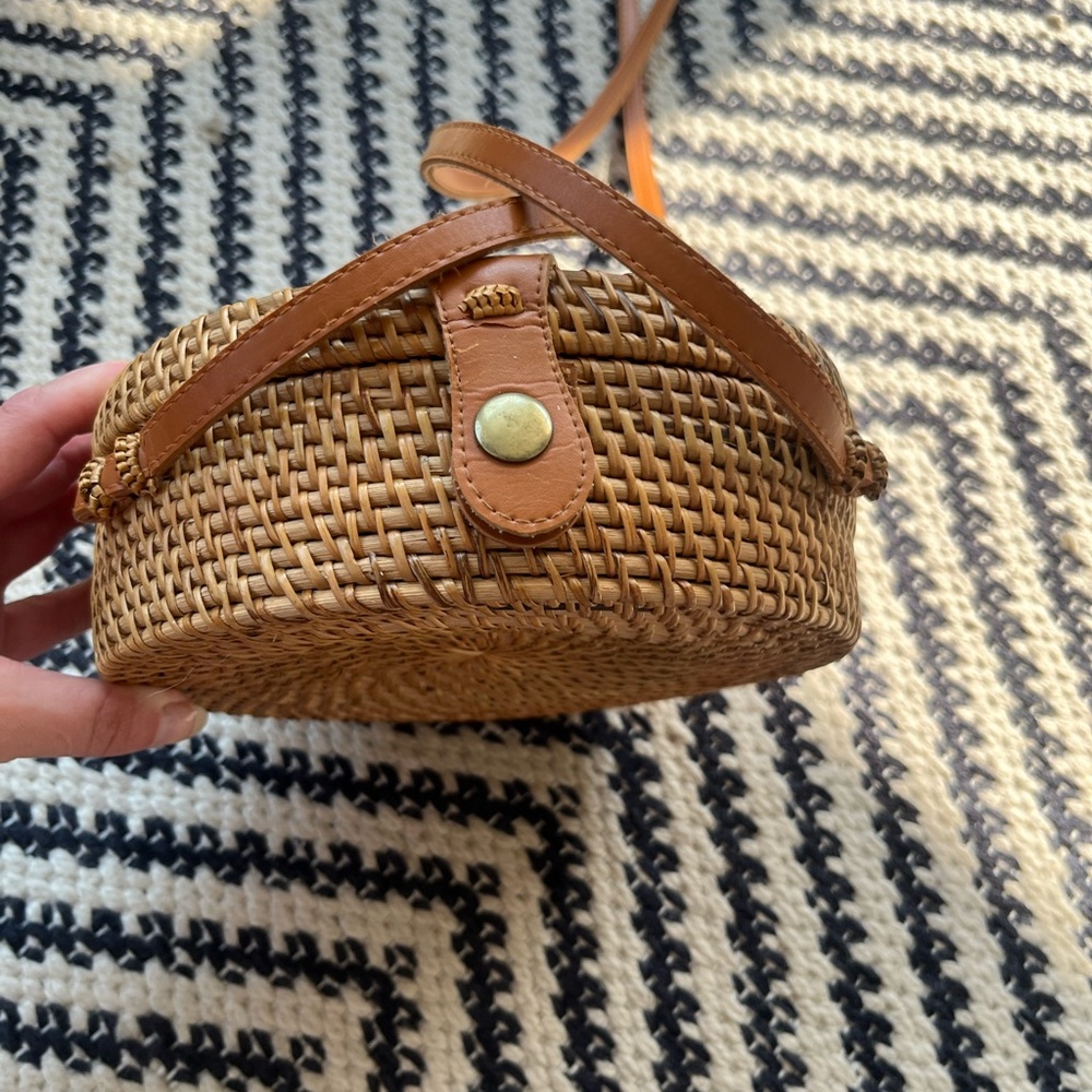 Brown Woven Crossbody Bag